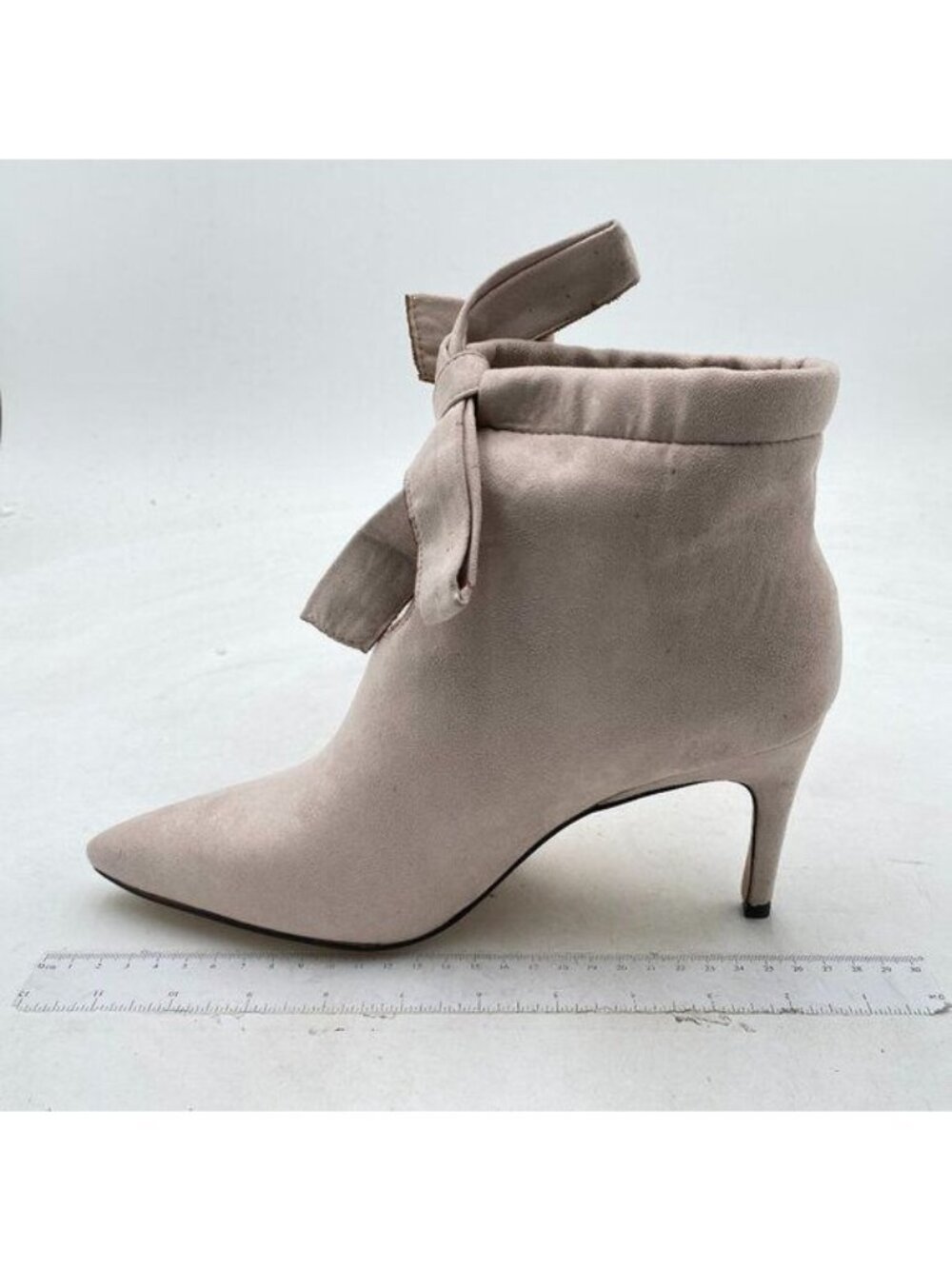 Cream High Heel Ankle Boots with Rivets Closed Pointed Toe Stilettos Shoe